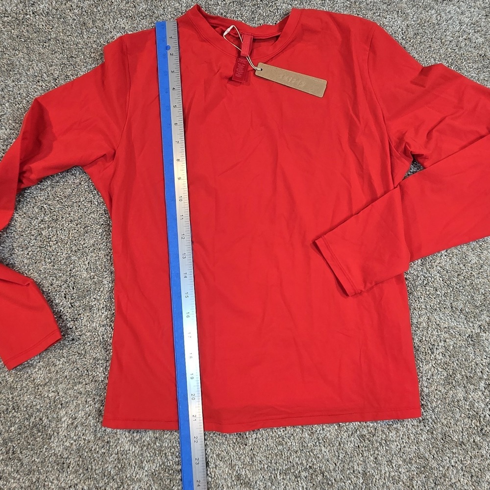 SKIMS fits everybody long sleeve t shirt Cherry Red women Size XL TP-LST-9049 - Picture 3 of 9